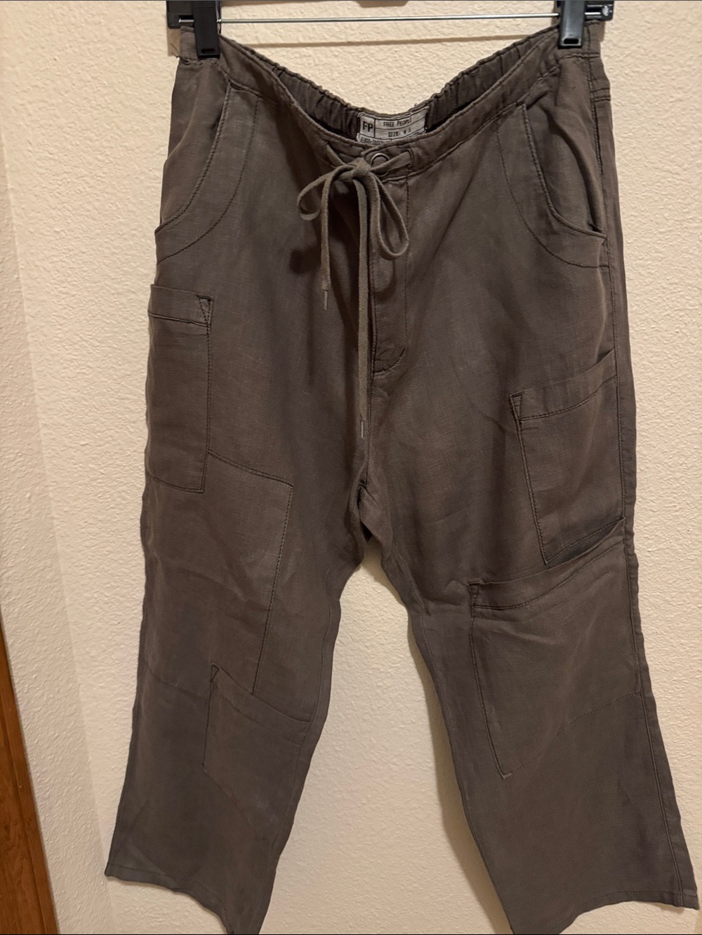 Free People Olive Brown Cargo Drawstring Pants